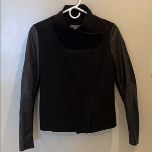 Vince black jacket with leather sleeves